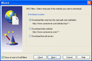 Select what part of the website you want to download